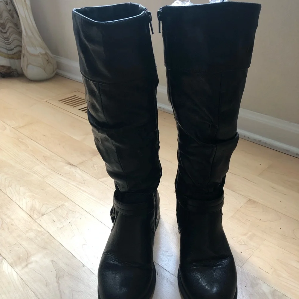 Others Follow Black Over-the-Knee Buckle Riding Boots